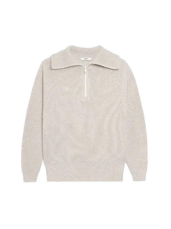 Women's Blouse with Square CollarWomens Recycled Cashmere Half Zip Sweater—oatmeal