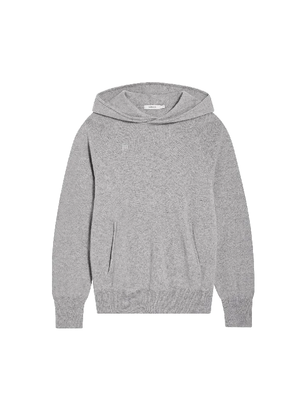 Women's Blouse with HoodWomens Recycled Cashmere Hoodie—pale grey melange