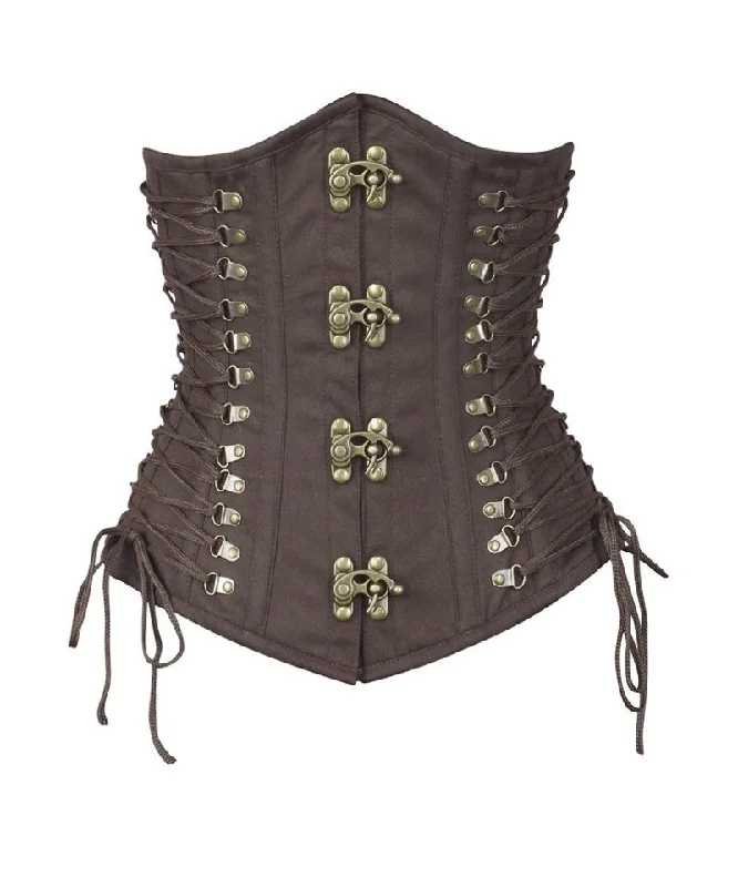 women's pajamas with built-in braseamless waist trainer for all-day wearLiam Brown Steampunk Cotton Corset with Criss Cross