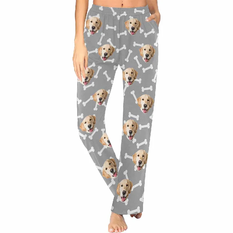 women's pajamas with a vintage lookCustom Photo Pajamas Pants with face for Women Personalized Face Sleep Bottoms