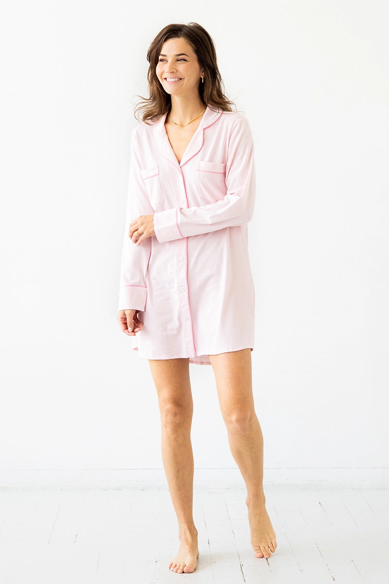 women's pajamas for campingSALUA Classic Luxury Sleep Shirt in Brushed Pima Cotton