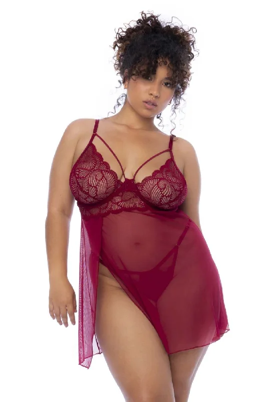 women's pajamas with a relaxed fitpadded push-up bra for petitesMapale 7555X Babydoll Color Rosewood