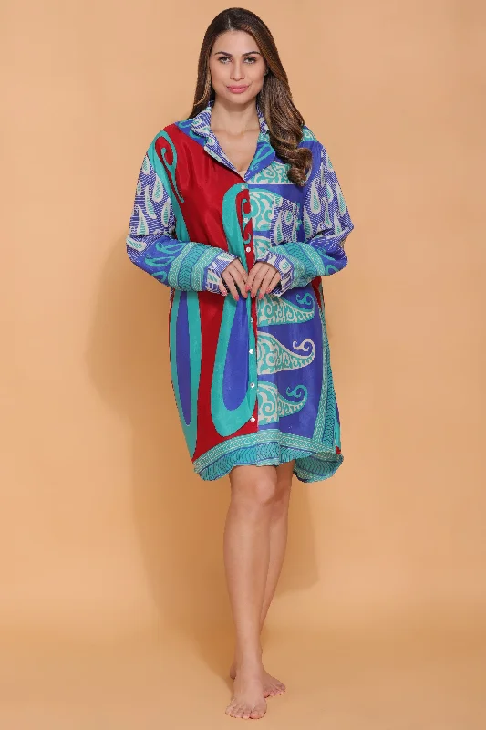 women's pajamas for all-season comfortRecycled Silk Sari Nightshirt 037