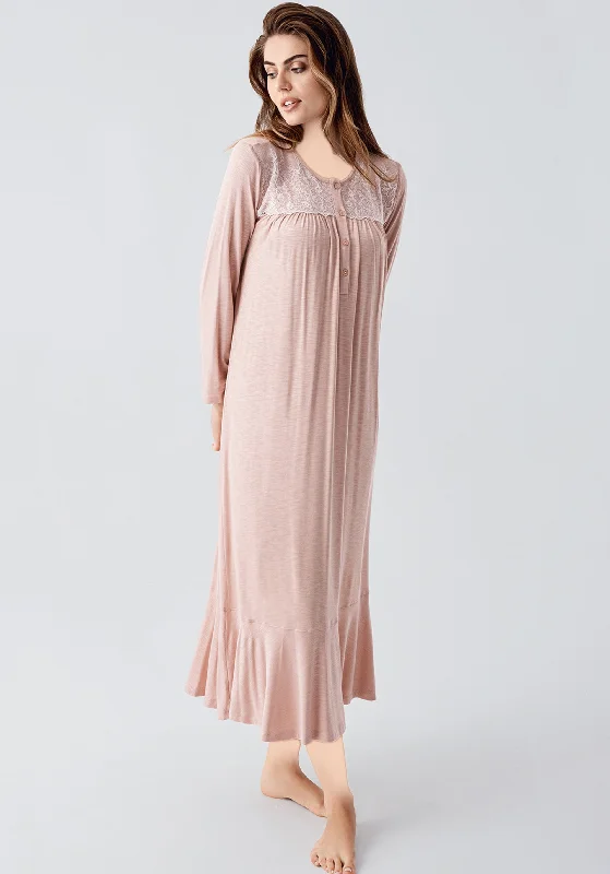 women's pajamas for those who appreciate soft, breathable fabricsMaternal Long Sleeve Long Nighty