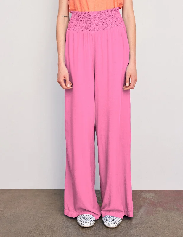 Women's Jodhpurs with Peter Pan CollarSundry Smock Waist Wide Leg Pant in Magenta