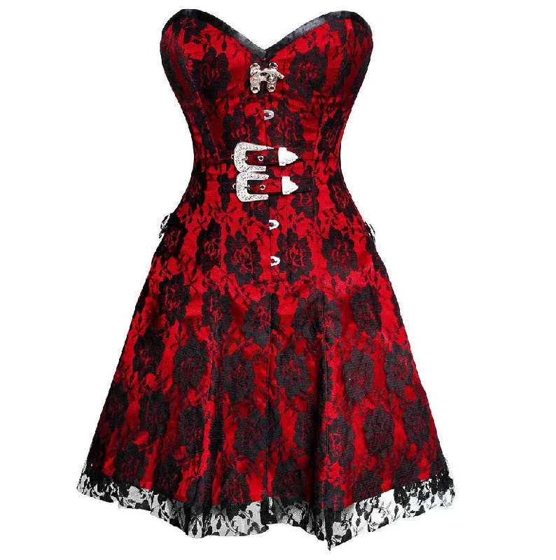 women's pajamas for those who love to stay in and relaxfull-body suit with built-in bra and panties for easeNya Gothic Net Overlay Corset Dress