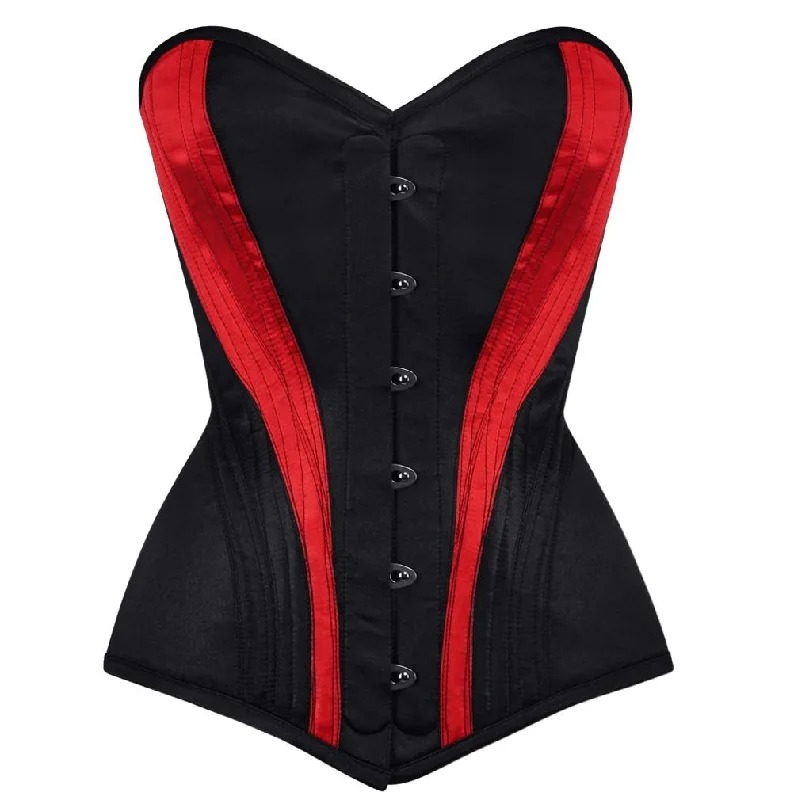 women's pajamas for those who love to stay in and relaxfull-body suit with built-in bra and panties for easeNelly Satin Overbust Black/Red Corset