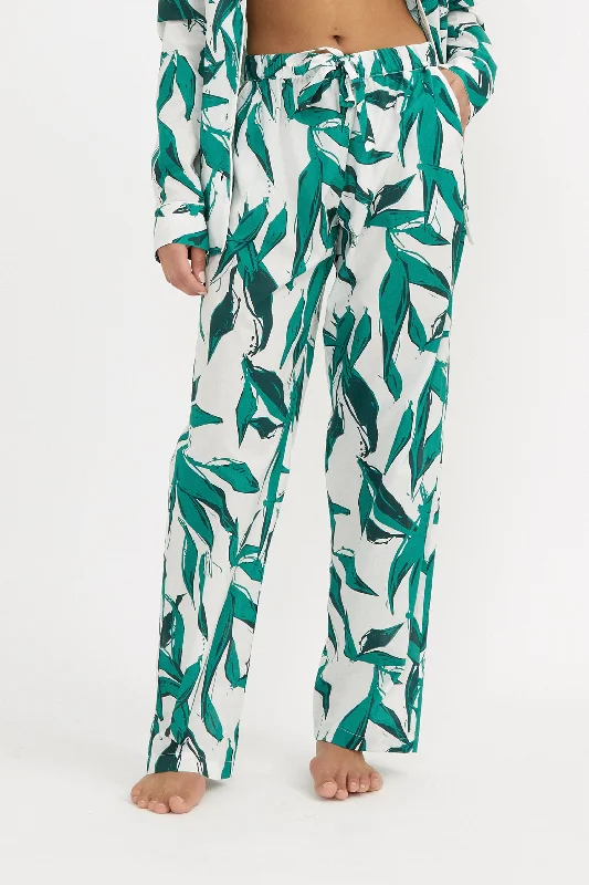 women's pajamas with an adjustable necklinePyjama Trousers - Cleo Print Green