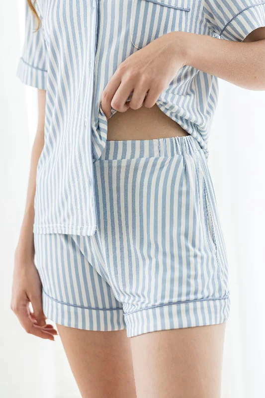 women's pajamas with drawstring waistSignature Pyjamas Shorts in Blue Stripes