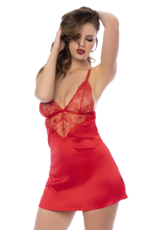 women's pajamas with a snug fitplus-size mastectomy bra with pockets for prosthesisMapale 7545 Babydoll Color Red