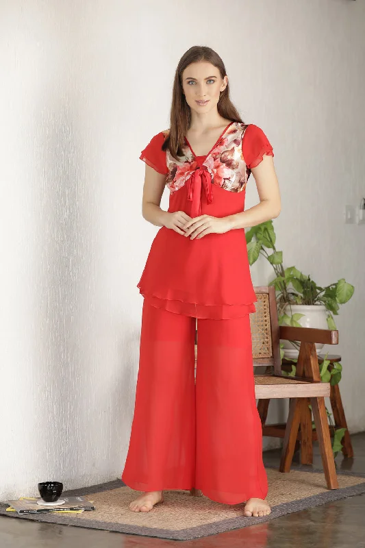 women's pajamas in solid colorsDouble Chiffon Night suit